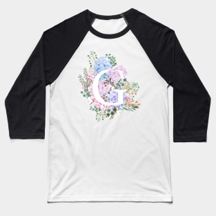 botanical monogram alphabet G hydrangea flowers Baseball T-Shirt